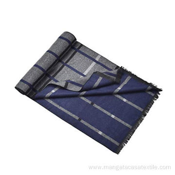 Long Style Plain Dyed Plaid Fashion Viscose Scarf